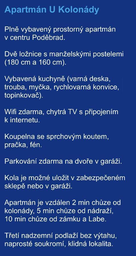 Apartman U Kolonady, Poděbrady Eksteriør bilde